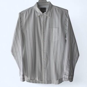 BONOBOS‎ Mens Standard Fit Long Sleeve Button Down Shirt Gray Stripe Size L